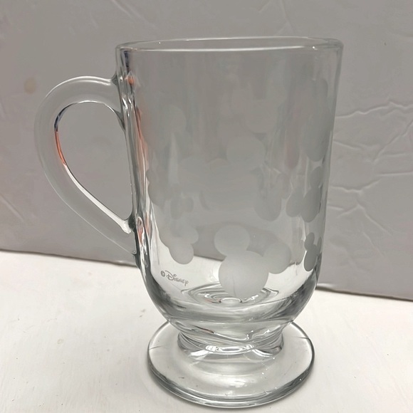 Disney Frosted Mickey Mouse Ears On 10 Oz Pedestal Mug- 5” Tall -Libbey Glass - Picture 5 of 8